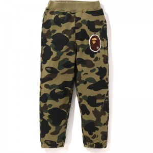 Kids' Bape 1st Camo Ape Head Patched Sweat Pants Pants Green USA | II7944094