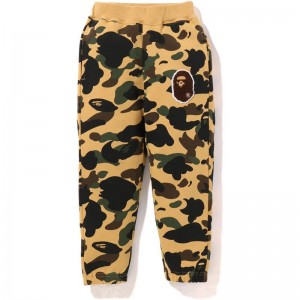 Kids' Bape 1st Camo Ape Head Patched Sweat Pants Pants Yellow USA | AB8819289