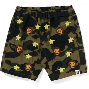 Kids' Bape 1st Camo Baby Milo Sta Embroidery Climbing Shorts Shorts Green USA | JO9083903