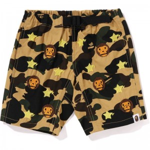 Kids' Bape 1st Camo Baby Milo Sta Embroidery Climbing Shorts Shorts Yellow USA | MB2430540