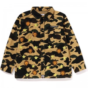 Kids' Bape 1st Camo Baby Milo Sta Military Shirt Shirts Yellow USA | JD2309639