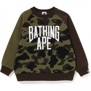 Kids' Bape 1st Camo Bathing Ape Loose Fit Crewneck Sweatshirts Green USA | KE6548658