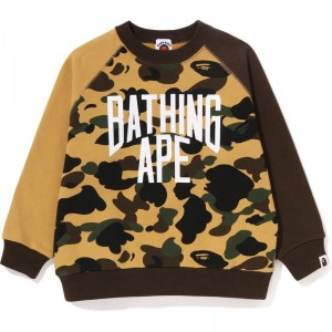 Kids' Bape 1st Camo Bathing Ape Loose Fit Crewneck Sweatshirts Yellow USA | YR5525955