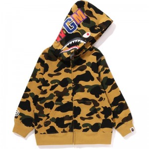 Kids' Bape 1st Camo Shark Zip Hoodie Hoodie Yellow USA | IB9654964