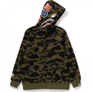 Kids' Bape 1st Camo Shark Zip Hoodie Jr Hoodie Green USA | KR4053003