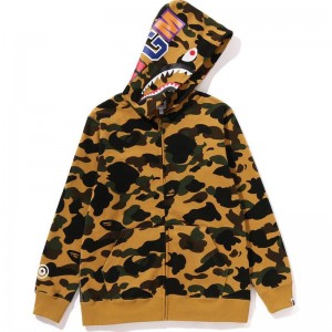 Kids' Bape 1st Camo Shark Zip Hoodie Jr Hoodie Yellow USA | HS3357237