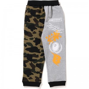 Kids' Bape 1st Camo Team Emblem Print Sweat Pants Pants Green USA | FM6931491