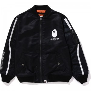 Kids' Bape A Bathing Ape Line Bomber Jacket Loose Fit Jr Jackets Black USA | BG6665965