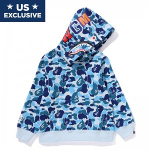 Kids' Bape Abc Camo Shark Pullover Hoodie Hoodie Blue USA | SR1125315