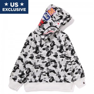 Kids' Bape Abc Camo Shark Pullover Hoodie Hoodie Grey USA | IU8824284