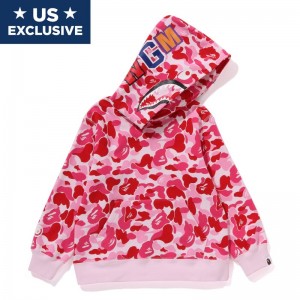 Kids' Bape Abc Camo Shark Pullover Hoodie Hoodie Pink USA | AS1454844