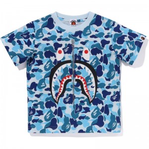 Kids' Bape Abc Camo Shark Tee Cut And Sewn Blue USA | JT6192312