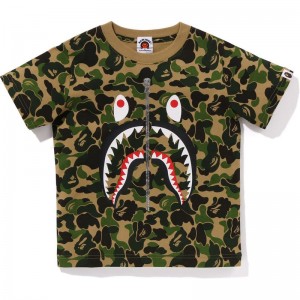 Kids' Bape Abc Camo Shark Tee Cut And Sewn Green USA | NF2681361