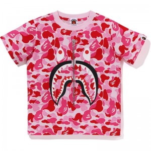 Kids' Bape Abc Camo Shark Tee Cut And Sewn Pink USA | RR3225325