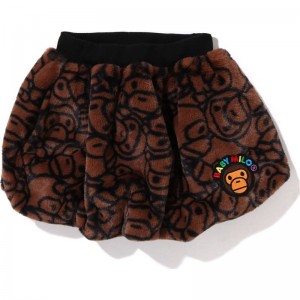 Kids' Bape All Baby Milo Faux Fur Balloon Skirt Dress Brown USA | IZ2451441