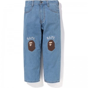 Kids' Bape Ape Head Denim Pants Pants Light Indigo USA | NG7749279