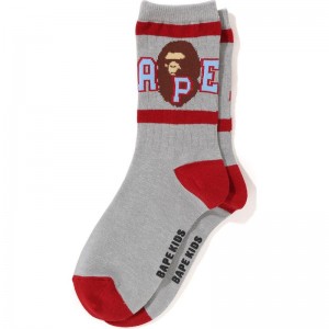 Kids' Bape Ape Head Line Rib Socks Socks Gray USA | MJ6122312