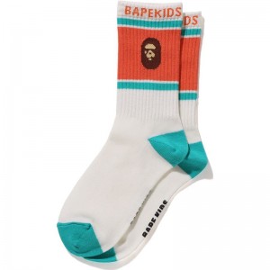 Kids' Bape Ape Head Line Socks Socks White USA | YZ8545555