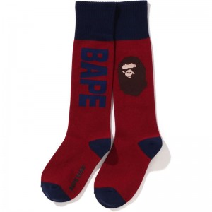 Kids' Bape Ape Head Rib Socks Socks Red USA | PQ4667667