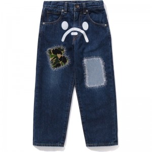 Kids' Bape Baby Milo Abc Camo Patch Damaged Denim Pants Pants Indigo USA | LW3187617