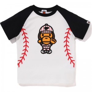 Kids' Bape Baby Milo Baseball Tee Cut And Sewn White USA | ZO1383833