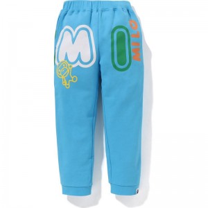 Kids' Bape Baby Milo Font Sweat Pants Pants Sax USA | KI4109119