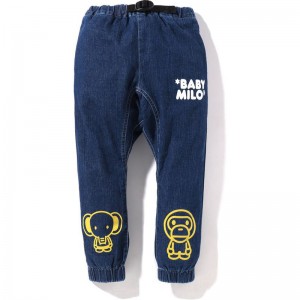 Kids' Bape Baby Milo Friends Damaged Denim Pants Pants Indigo USA | FC6946396