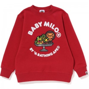 Kids' Bape Baby Milo Fruit Crewneck Sweatshirts Burgundy USA | VA2123413