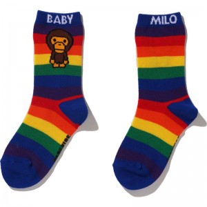 Kids' Bape Baby Milo Hoop Socks Socks Blue USA | MB6823783