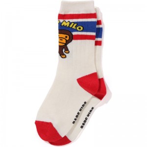 Kids' Bape Baby Milo Line Rib Socks Socks White USA | TI0522652