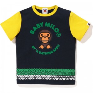 Kids' Bape Baby Milo Nordic Print Tee Cut And Sewn Navy USA | NC9160810