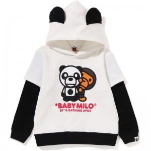 Kids' Bape Baby Milo Panda Layered Pullover Hoodie Hoodie White USA | AI8819889