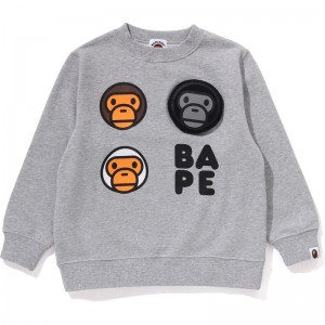 Kids' Bape Baby Milo Patch Crewneck Sweatshirts Grey USA | SE2136116