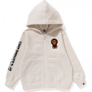 Kids' Bape Baby Milo Patch Zip Hoodie Hoodie White USA | QN7307737