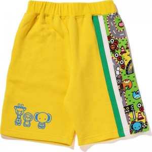 Kids' Bape Baby Milo Racing Sweat Shorts Shorts Yellow USA | TA4843383