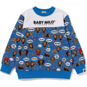 Kids' Bape Baby Milo Speech Balloon Crewneck Sweatshirts Blue USA | ES3613463