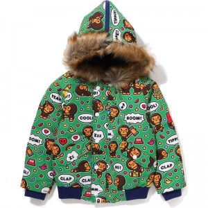 Kids' Bape Baby Milo Speech Balloon Hoodie Down Jacket Hoodie Green USA | PM0642562