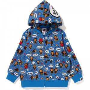 Kids' Bape Baby Milo Speech Balloon Zip Hoodie Removable Hoodie Blue USA | LW2775275