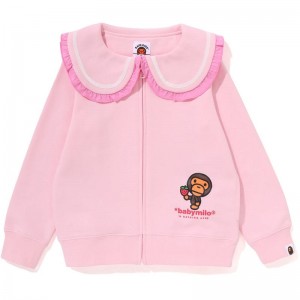 Kids' Bape Baby Milo Strawberry Frill Collar Zip Jacket Sweatshirts Pink USA | FF8223423