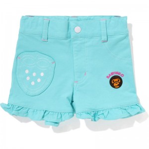 Kids' Bape Baby Milo Strawberry Frill Shorts Shorts Green USA | WL5900890