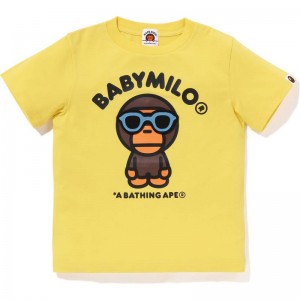 Kids' Bape Baby Milo Sunglass Patch Tee Cut And Sewn Yellow USA | KG0044704