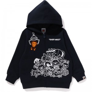 Kids' Bape Baby Milo Ufo Game Zip Hoodie Hoodie Navy USA | HG4690160