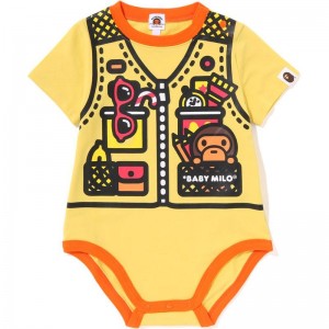 Kids' Bape Baby Milo Vest Print Bodysuit Underwear Yellow USA | BE9220320