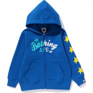 Kids' Bape Bathing Ape Sta Zip Hoodie Hoodie Blue USA | WQ0380030