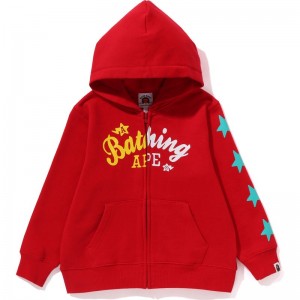 Kids' Bape Bathing Ape Sta Zip Hoodie Hoodie Red USA | UZ0574454