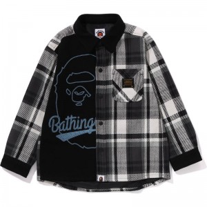 Kids' Bape Check Ape Head Shirt Jacket Relaxed Fit Jackets Grey USA | GV9768478