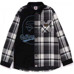 Kids' Bape Check Ape Head Shirt Jacket Relaxed Fit Jackets Grey USA | CV3104314