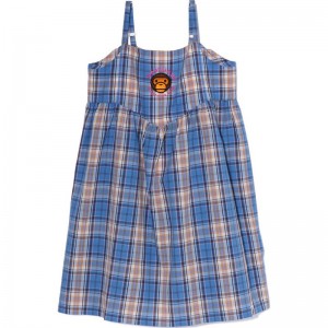 Kids' Bape Check Baby Milo Camisole Onepiece Dress Blue USA | LW9993293