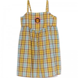 Kids' Bape Check Baby Milo Camisole Onepiece Dress Yellow USA | SM1388338