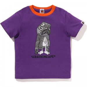 Kids' Bape Classic Baby Milo Shark Tee Cut And Sewn Purple USA | SN1307237